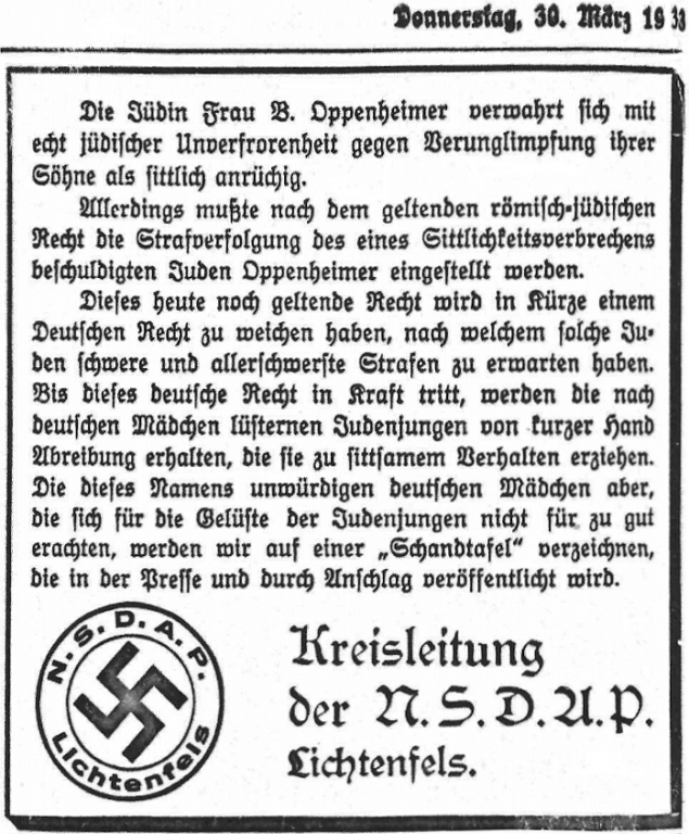 Anzeige NSDAP